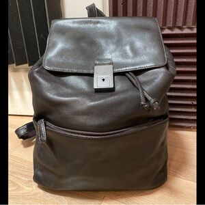Vintage Calvin Klein Brown Leather Backpack Adjustable Straps Lockable With Key